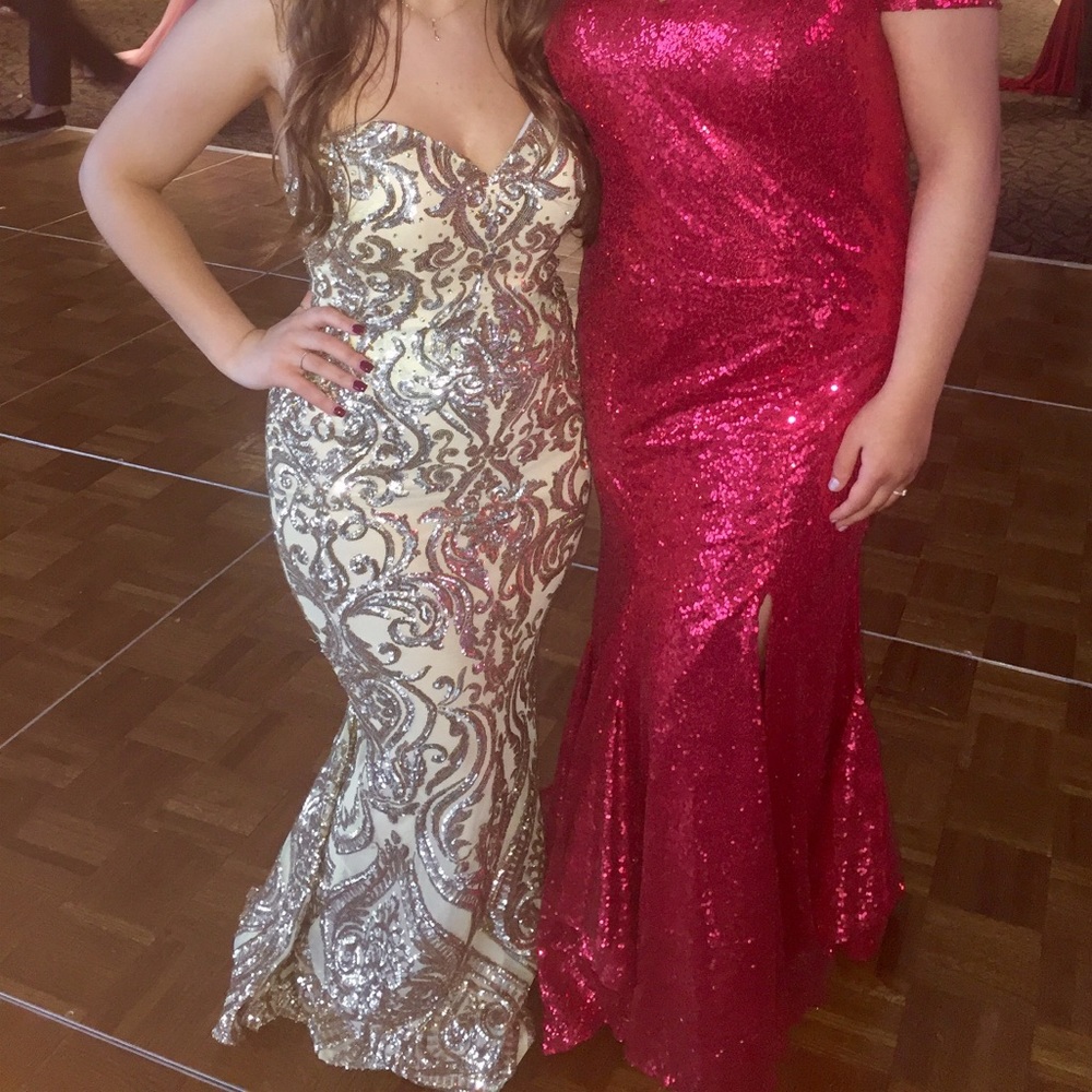Sparkle Sequined Gold Prom Dress